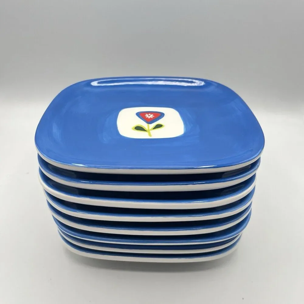 Winston Porter Borgeo Plates Set Of 8 - Blue